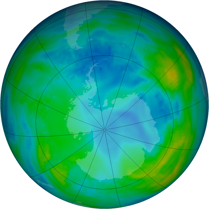Antarctic ozone map for 14 May 1992